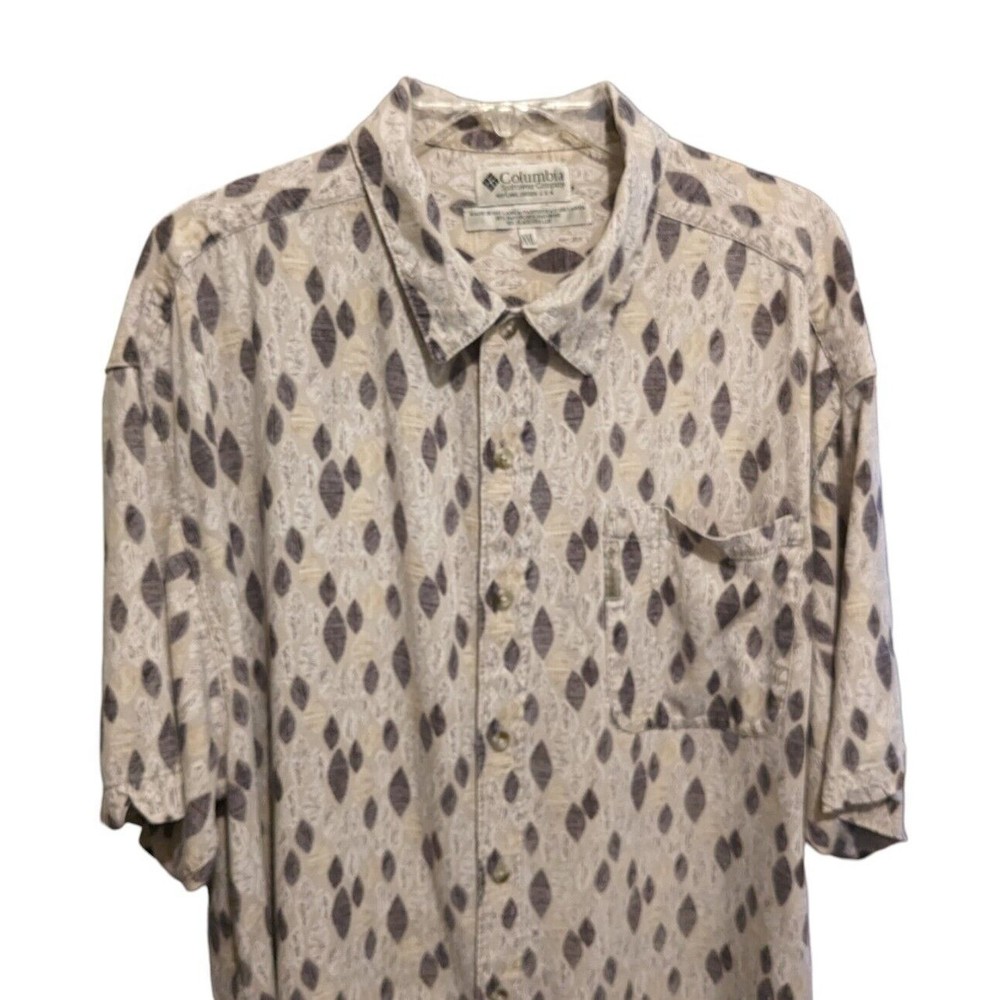 Columbia Mens Short Sleeve Button Up Shirt Size XXL All Over Print 80/20/20